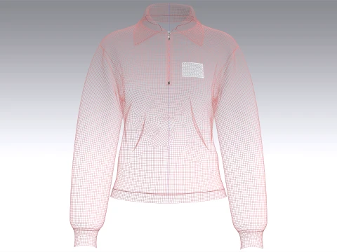 Moletom polo feminino com z&iacute;per quarto Modelo 3D