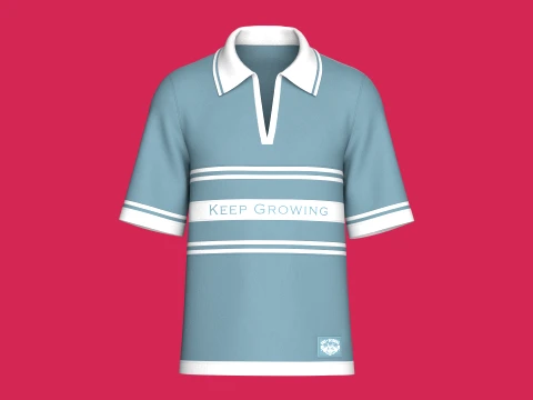 Men Open-Placket Polo Shirt With Striped 3D Model