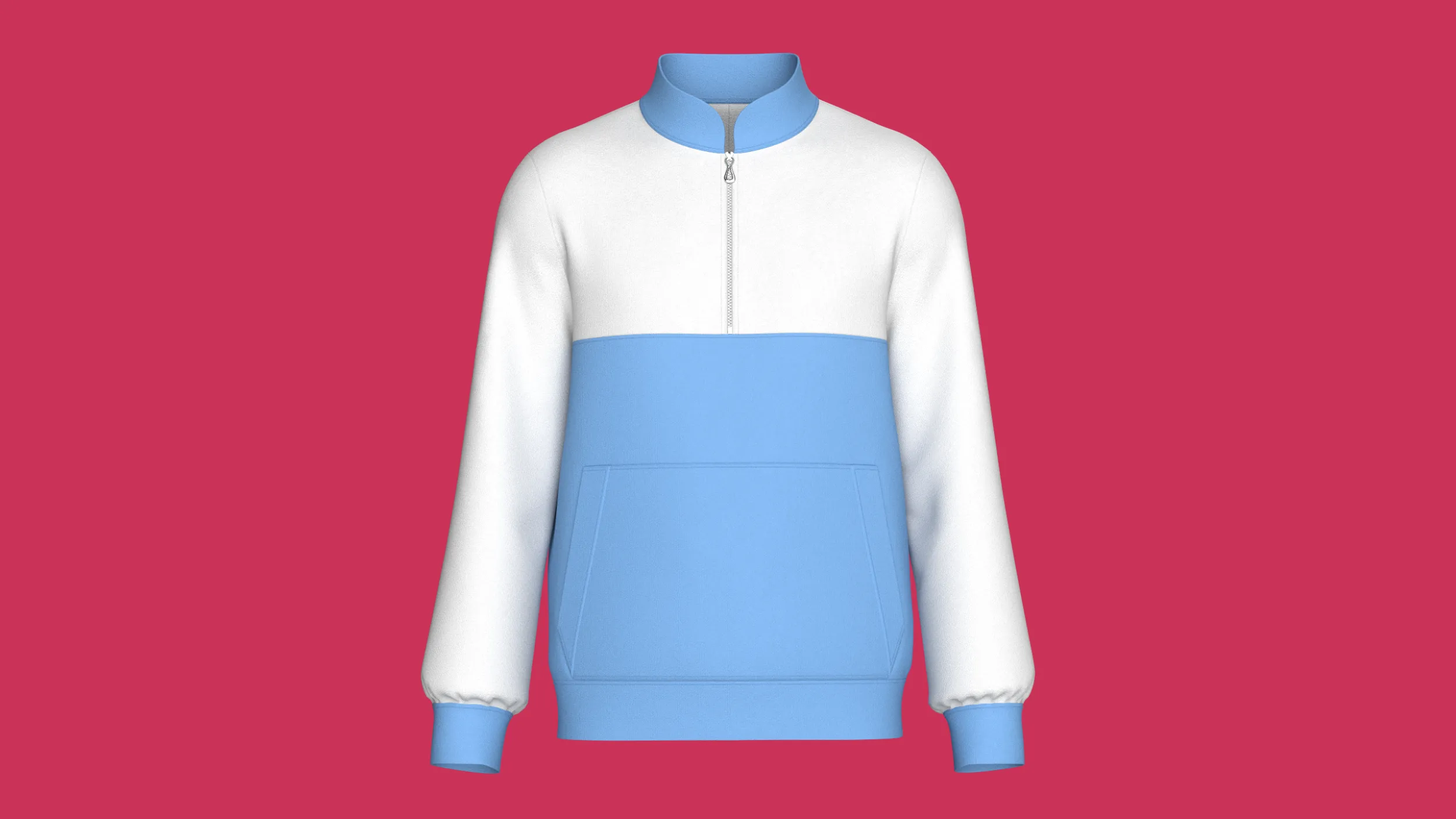 Men Quarter Zip Two-Tone Jacket With Pocket 3D Model .c4d .max .obj .3ds .fbx .stl .blend 