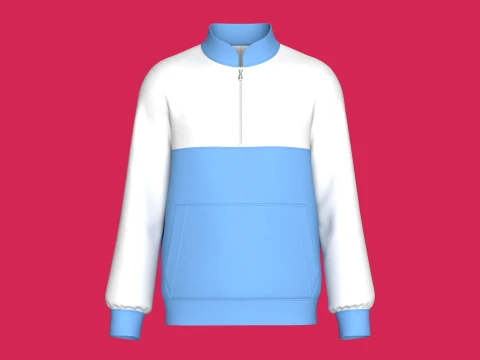 Men Quarter Zip Two-Tone Jacket With Pocket 3D Model
