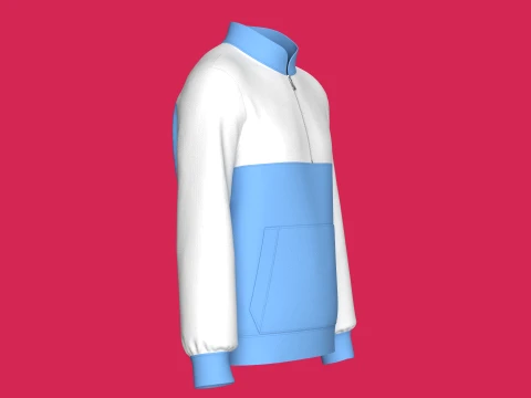 Men Quarter Zip Two-Tone Jacket With Pocket 3D Model