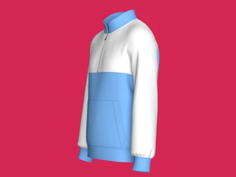 Men Quarter Zip Two-Tone Jacket With Pocket 3D Model