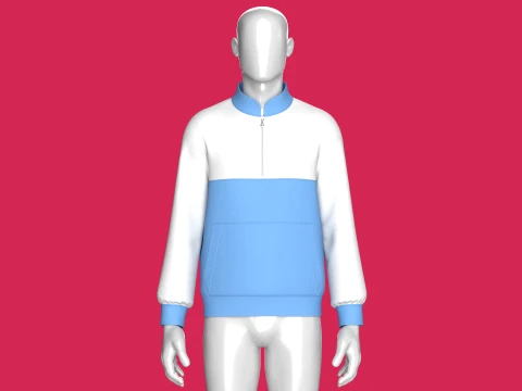 Men Quarter Zip Two-Tone Jacket With Pocket 3D Model