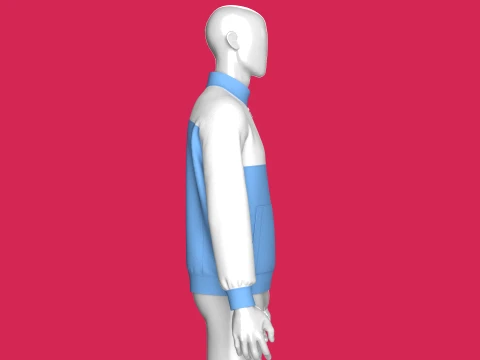 Men Quarter Zip Two-Tone Jacket With Pocket 3D Model