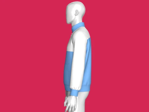 Men Quarter Zip Two-Tone Jacket With Pocket 3D Model