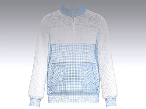 Men Quarter Zip Two-Tone Jacket With Pocket 3D Model