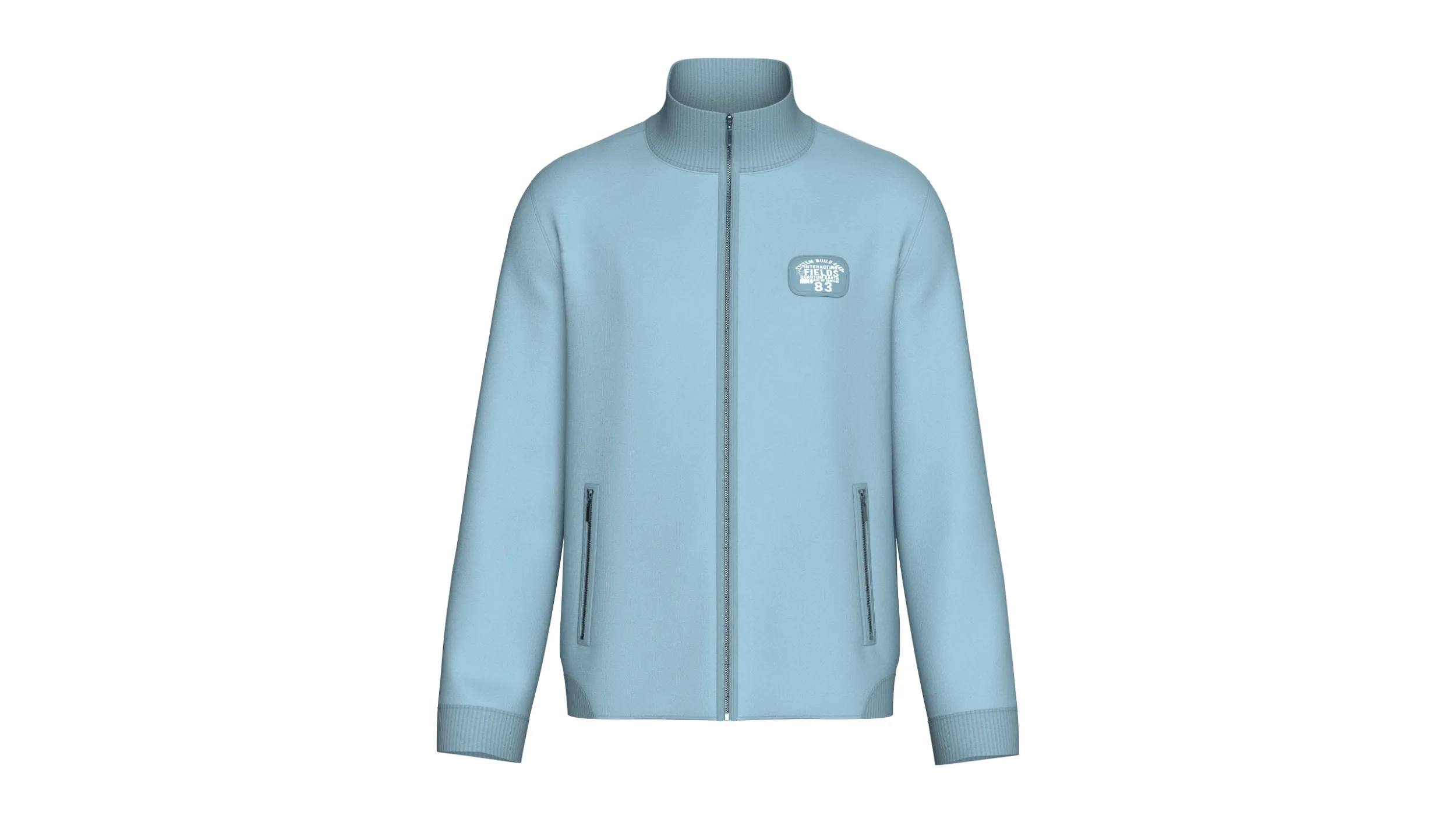 Men Zip-Up High Neck Jacket With Patch 3D Model .c4d .max .obj .3ds .fbx .stl .blend