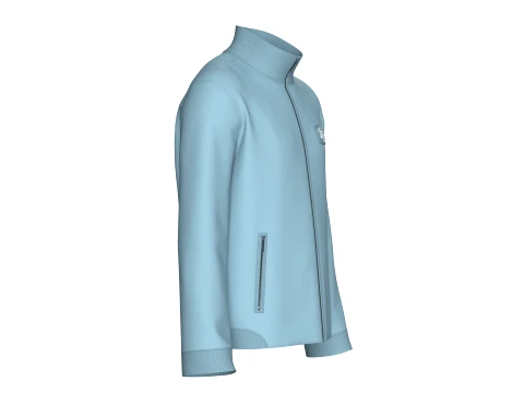 Men Zip-Up High Neck Jacket With Patch 3D Model