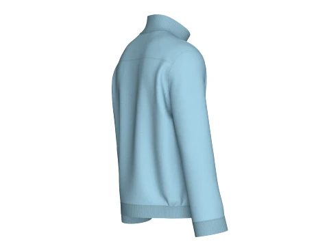 Men Zip-Up High Neck Jacket With Patch 3D Model