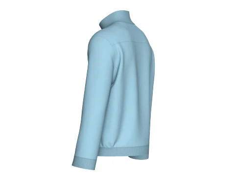Men Zip-Up High Neck Jacket With Patch 3D Model
