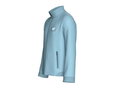 Men Zip-Up High Neck Jacket With Patch 3D Model
