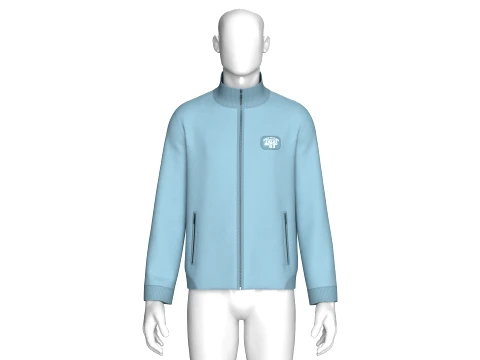 Men Zip-Up High Neck Jacket With Patch 3D Model