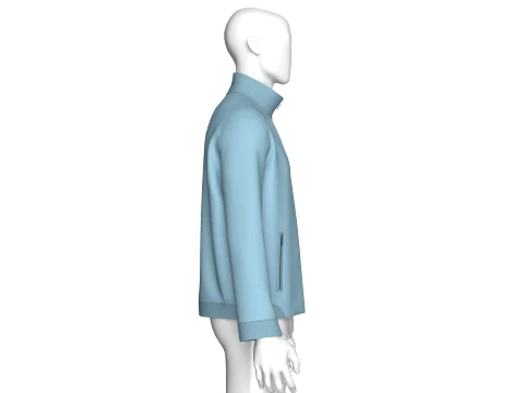 Men Zip-Up High Neck Jacket With Patch 3D Model