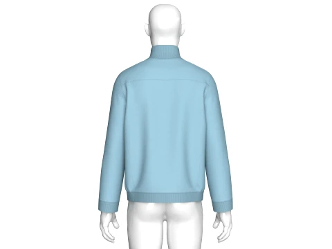 Men Zip-Up High Neck Jacket With Patch 3D Model
