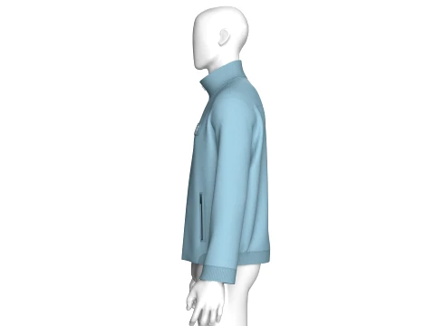 Men Zip-Up High Neck Jacket With Patch 3D Model