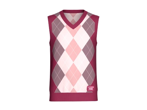 Men V-Neck Sleeveless Argyle Sweater 3D Model