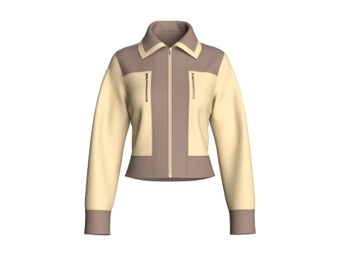 Girls Color-Block Full Zip Jacket 3D Model