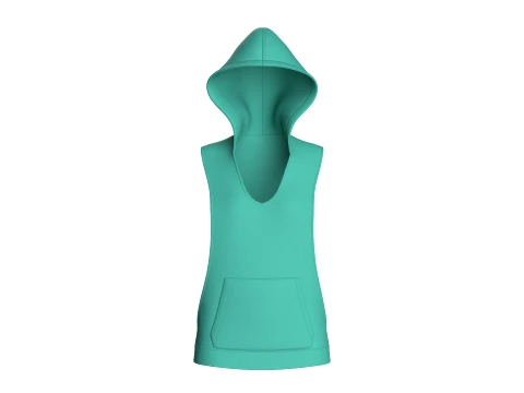 Girls Drop-Armhole Kangaroo Pocket Hoodie 3D Model