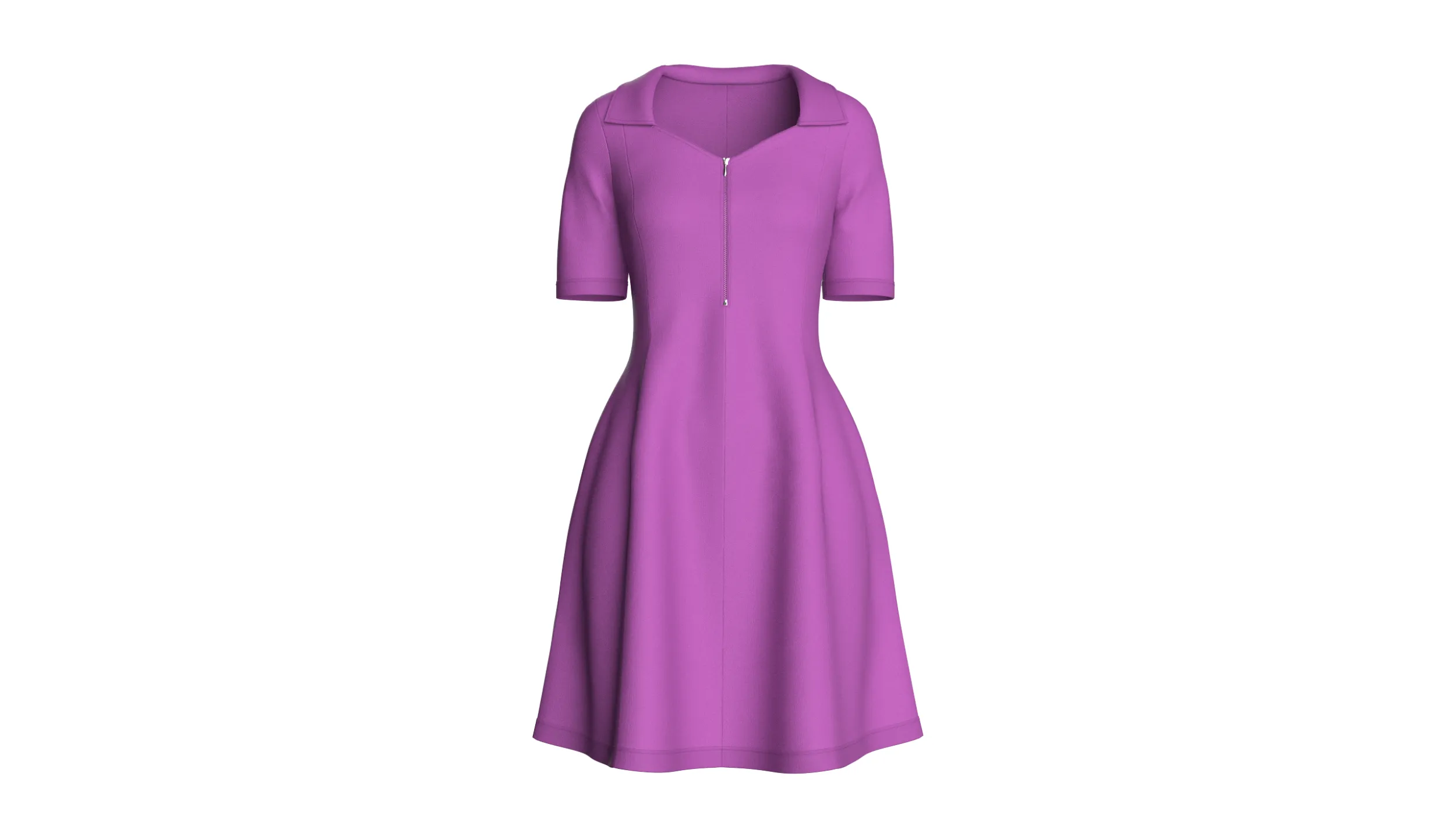 Girls Quarter-Zip Short Sleeve Midi Dress 3D Model .c4d .max .obj .3ds .fbx .stl .blend 