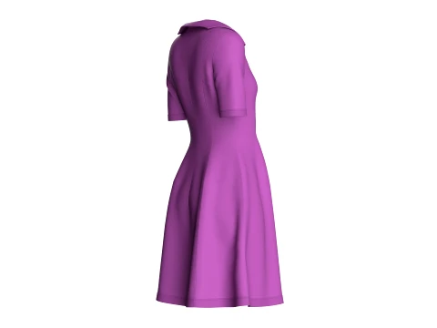 Girls Quarter-Zip Short Sleeve Midi Dress 3D Model