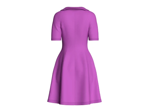 Girls Quarter-Zip Short Sleeve Midi Dress 3D Model
