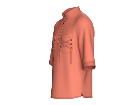 Men Quarter-Zip Shirt With Lace Up Pocket 3D Model