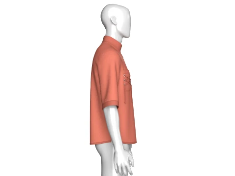 Men Quarter-Zip Shirt With Lace Up Pocket 3D Model