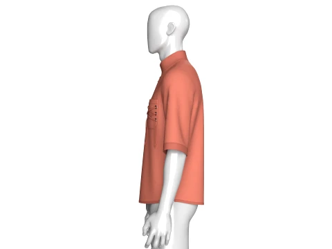 Men Quarter-Zip Shirt With Lace Up Pocket 3D Model