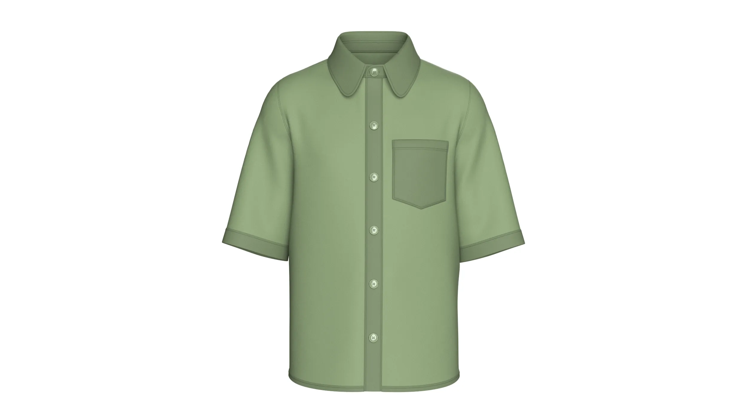 Men Half Sleeve Casual Button-Up Shirt 3D Model .c4d .max .obj .3ds .fbx .stl .blend 