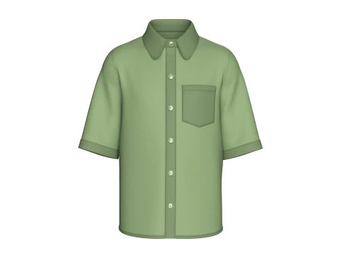 Men Half Sleeve Casual Button-Up Shirt 3D Model