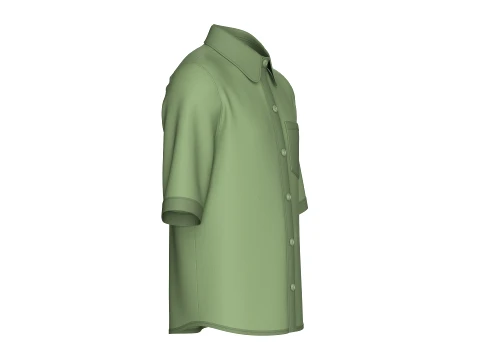 Men Half Sleeve Casual Button-Up Shirt 3D Model