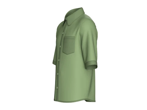 Men Half Sleeve Casual Button-Up Shirt 3D Model