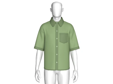 Men Half Sleeve Casual Button-Up Shirt 3D Model