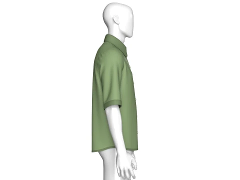 Men Half Sleeve Casual Button-Up Shirt 3D Model