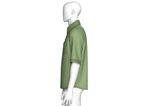 Men Half Sleeve Casual Button-Up Shirt 3D Model