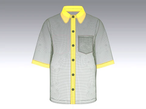 Men Half Sleeve Casual Button-Up Shirt 3D Model