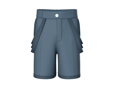 Men High Waist Side Strap Utility Shorts 3D Model