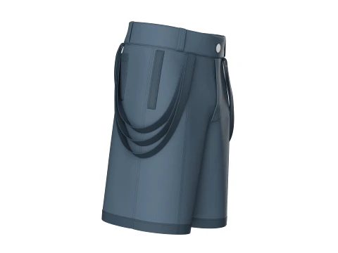 Men High Waist Side Strap Utility Shorts 3D Model