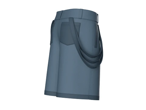 Men High Waist Side Strap Utility Shorts 3D Model