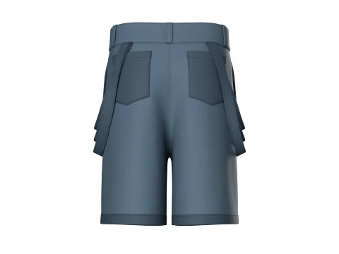Men High Waist Side Strap Utility Shorts 3D Model