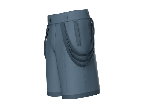 Men High Waist Side Strap Utility Shorts 3D Model