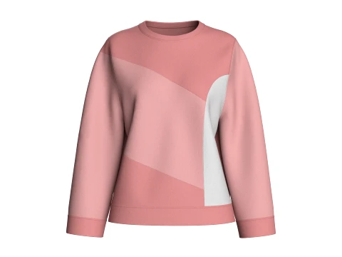 Girls Color-Blocked Crew Neck Sweatshirt 3D Model