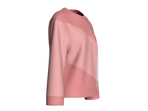 Girls Color-Blocked Crew Neck Sweatshirt 3D Model