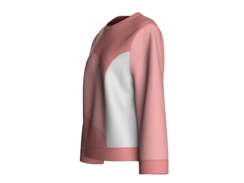 Girls Color-Blocked Crew Neck Sweatshirt 3D Model