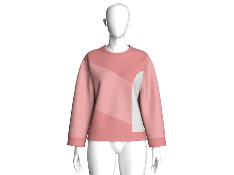 Girls Color-Blocked Crew Neck Sweatshirt 3D Model