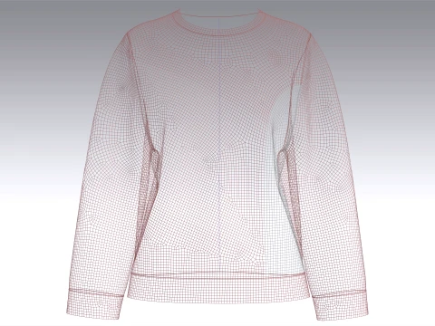 Girls Color-Blocked Crew Neck Sweatshirt 3D Model