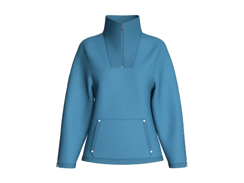 Girls Quarter Zip High-Neck Sweatshirt 3D Model