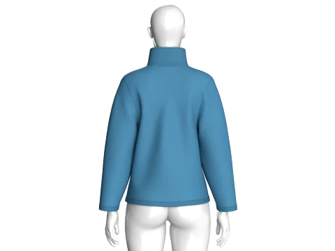Kız &Ccedil;ocuk &Ccedil;eyrek Fermuarlı Y&uuml;ksek Yaka Kazak 3D Model