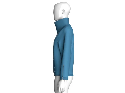 Kız &Ccedil;ocuk &Ccedil;eyrek Fermuarlı Y&uuml;ksek Yaka Kazak 3D Model