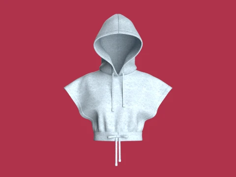 Girls Sleeveless Crop Hoodie 3D Model